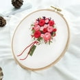 thumbnail image 1 of 2sets Flower Bouquet Pattern 3D Embroidery Starter Kits including Embroidery Fabric & Thread Needle Instruction sheet Red 290x290mm Cloth, 1 of 2