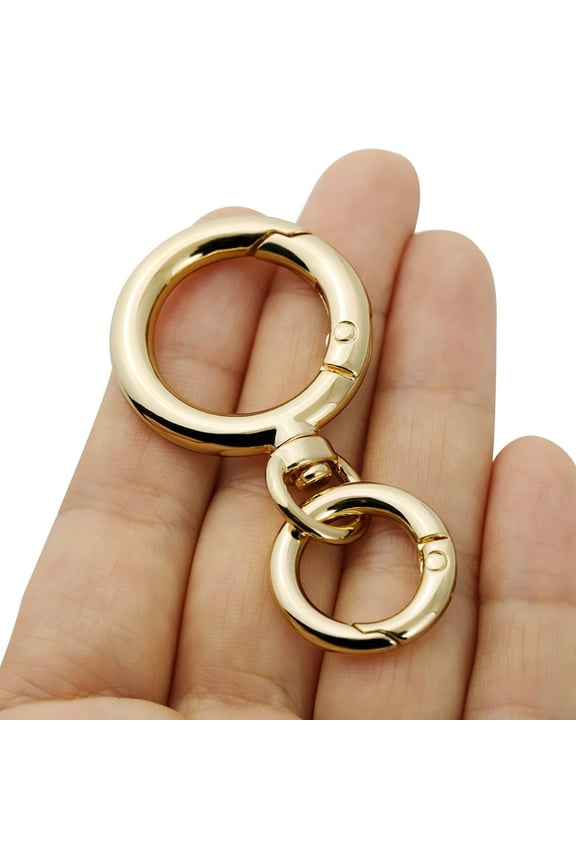 2sets NEW Trigger Spring O Rings with Swivel D-ring Snap Hooks Carabiner Clip for Keyrings,Purse ,Bags Buckle,DIY Craft Making(Gold)