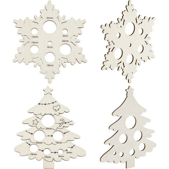 2sets PH 4pcs Wood Safety Eye Tool for Amigurumi Snowflake Christmas Tree Safety Eyes Insertion Tool Auxiliary Tool for Attaching Safety Eyes Washers for Crochet Stuffed Animal Eyes Hole 6-24mm Beige