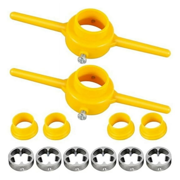 2sets Plastic Pipe Thread Die Kit,PVC Pipe Threader Plumbing Tool Kit,Water Pipe Die Plastic Pipe Die Tap Wrench Set