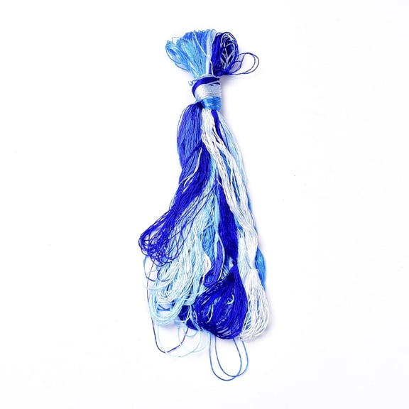 2sets Real Silk Embroidery Threads Friendship Bracelets String 8 Colors Gradient color Blue 1mm 20m/bundle 8 bundles/set