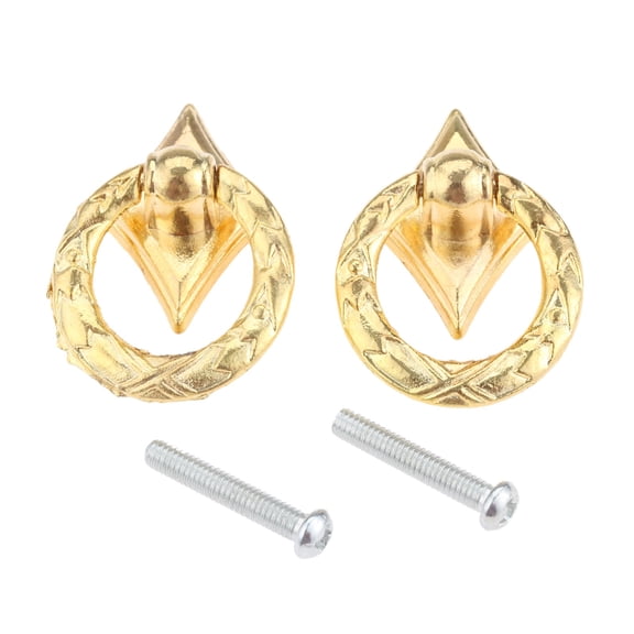 2sets Ring Knobs Antique Bronze/Gold Zinc Alloy Mini Handles Round Pulls w/screws 21x43mm Drawer Door Cabinet Bin Vintage Decor