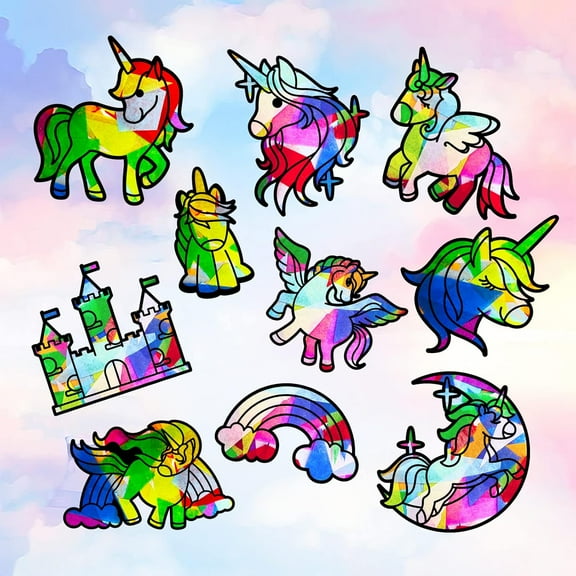 2sets Suncatcher Craft set for Window Paint Art Painting Horse Pattern 12.2~21x14.2~21cm 11pcs/set