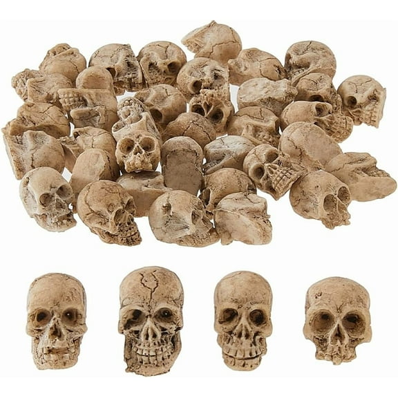 2sets Theme Resin Skull Display Decoration for Potted Plant Ornament Decor Dark Khaki 12.5~16x11.5~13.5x18~21mm 20pcs/set