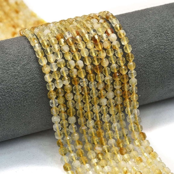 2strands Citrine Beads Strands Prism Cut Double Terminated Point Beads Faceted Bicone 4x4.5mm Hole: 0.4mm about 83pcs/strand 14.96''(38cm)