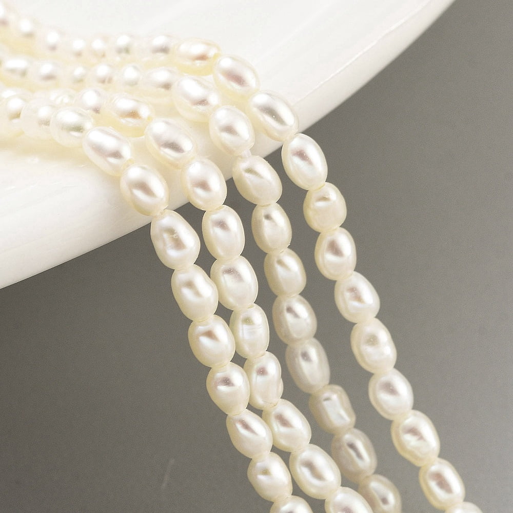 2strands Cultured Freshwater Pearl Beads Strands Grade 7A+ Rice Snow 2~2.3mm Hole: 0.3mm about 63pcs/strand 7.68''(19.5cm)