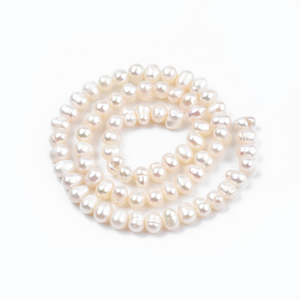 2strands Cultured Freshwater Pearl Beads Strands Potato Seashell color 3.5~5x4.5~6x4~5mm Hole: 0.7mm about 65~69pcs/strand 13.70 inch~13.98 inch(34.8cm~35.5cm)