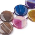 thumbnail image 1 of 2strands Dyed Natural Banded Agate/Striped Agate Beads Strands Flat Round 30~31x6~10mm Hole: 2mm about 12pcs/strand 16.1 inch, 1 of 2