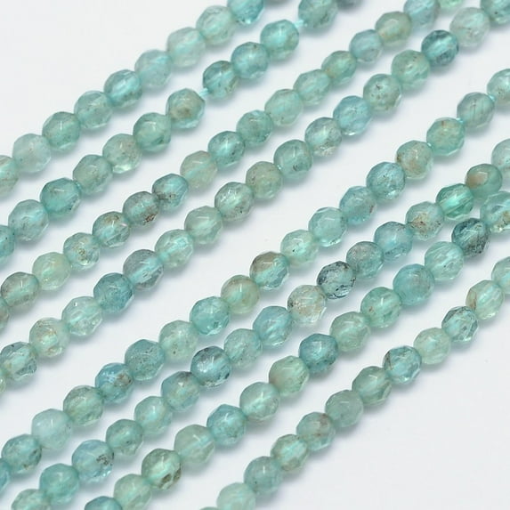 2strands Faceted Round Natural Apatite Bead Strands 4mm Hole: 1mm about 100pcs/strand 15.5 inch