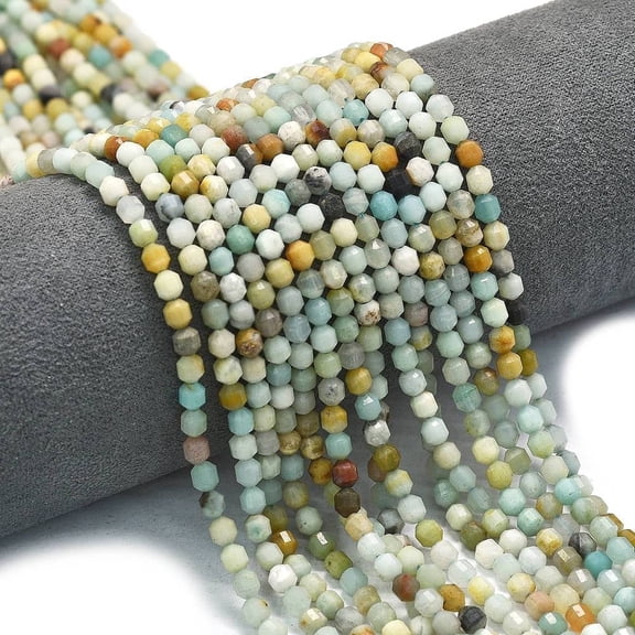 2strands Flower Amazonite Beads Strands Prism Cut Double Terminated Point Beads Faceted Bicone 4x4.5mm Hole: 0.4mm about 83pcs/strand 14.96 inch(38cm)