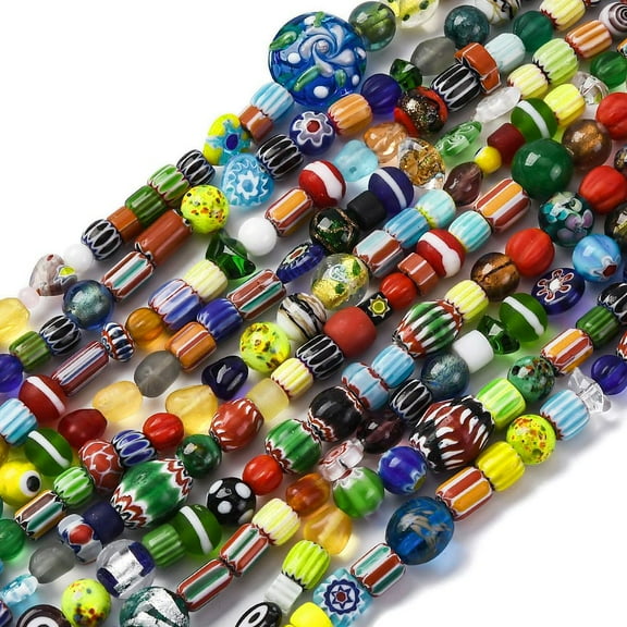 2strands Handmade Lampwork Beads Strands Mixed Shapes Mixed color 4~20x4.5~20x3.5~14.5mm Hole: 0.8~2mm about 45~49pcs/strand 16.14''~16.46''(41cm~41.8cm)