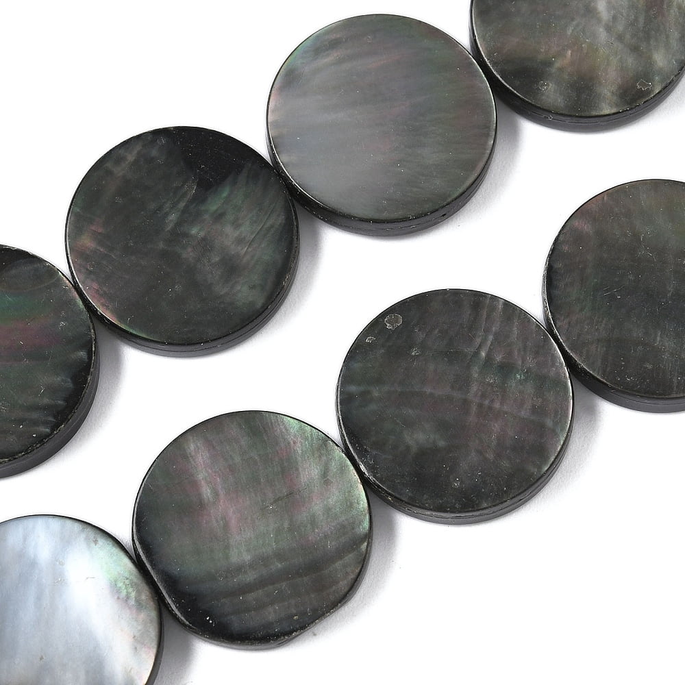 2strands Natural Black Lip Shell Beads Strands Flat Round 20x4mm Hole: 1.2mm about 20pcs/strand 15.67''(39.8cm)
