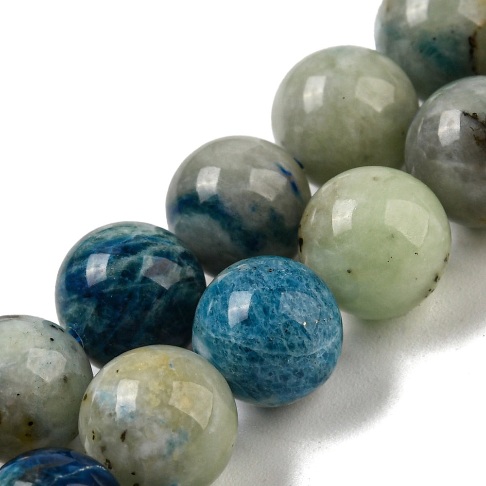 2strands Natural Blue Azurite in Calcite Beads Strands UV Reactive Fluorescent Gemstone Round Beads 8mm Hole: 0.7mm about 49pcs/strand 15.75''(40cm)