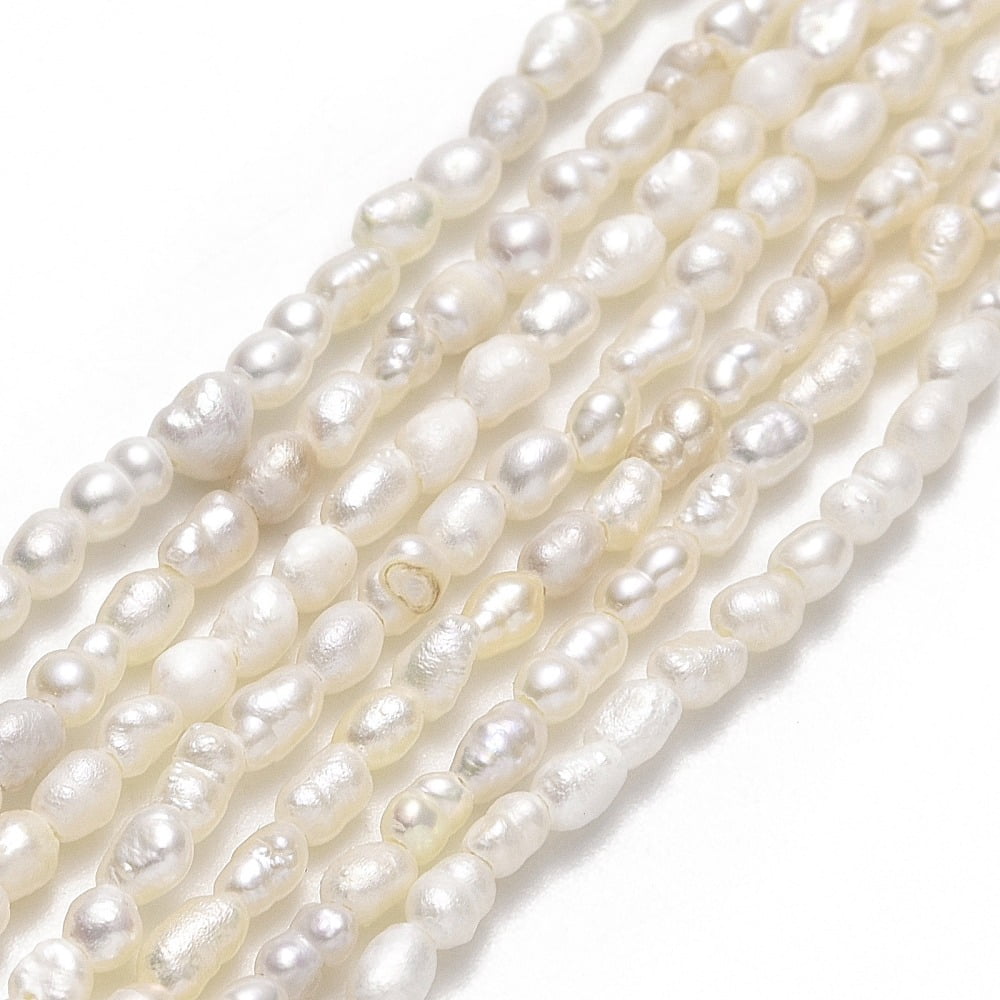 2strands Natural Cultured Freshwater Pearl Beads Strands Rice Linen 1.7~2x2.3~3mm Hole: 0.5mm about 65pcs/strand 12.80~12.99 inch(32.5~33cm)