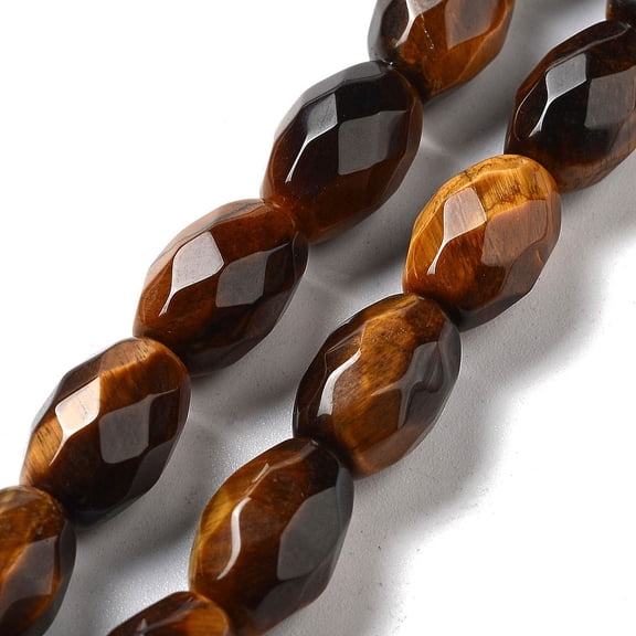 2strands Natural Tiger Eye Beads Strands Faceted Rice 12.5x8mm Hole: 1.2mm about 16pcs/strand 7.68 inch(19.5cm)