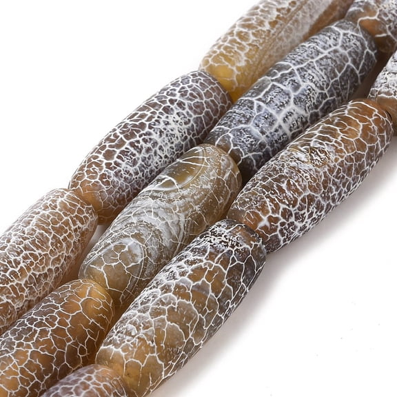 2strands Weathered Agate Beads Strands Dyed Rice Beads Camel 27.5x11mm Hole: 2.1mm about 13pcs/strand 14.41''(36.6cm)