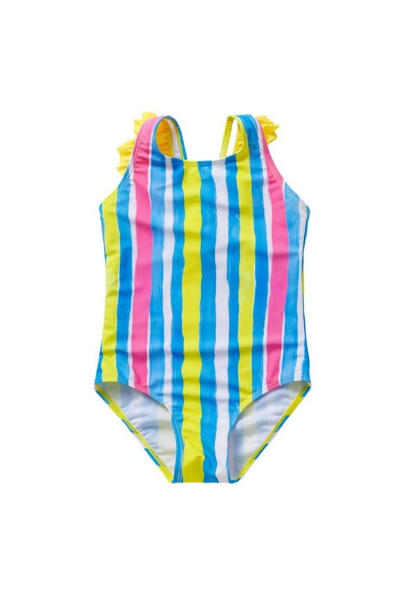 2t Swimsuit Girl Colorful Ruffles Flounce Printed Bikini Set Bikini Fish Tail Set Bathing Suits Summer Beach Swimwear