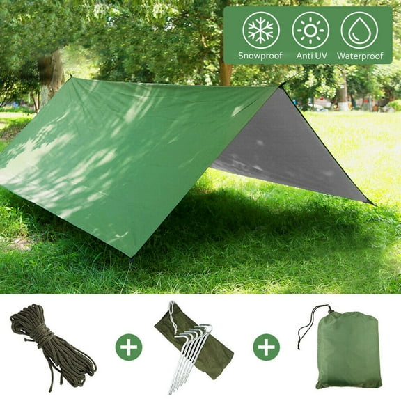 2win2buy 10x10 FT Waterproof Camping Tent Tarp Outdoor Portable Tent Shelter Multifunctional Hammock Cover Canopy Rain Fly Camping Essentials