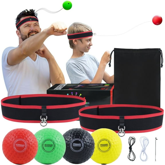 2win2buy Boxing Reflex Ball with Different Weights Balls & 2 Adjustable Headband Boxing Training Ball to Improve Punching Speed, Hand-Eye Coordination for Adults Kids