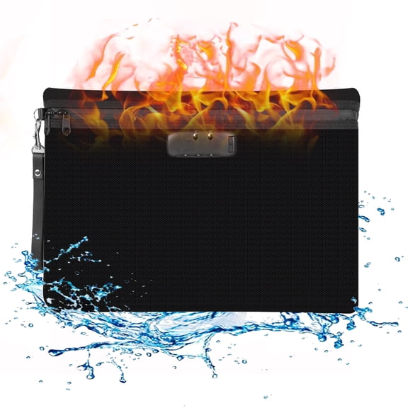 2win2buy Fireproof Document Bags Waterproof and Fireproof Money Bag Fireproof Safe Storage Pouch with Zipper & Lock for Document Cash Passport Keys