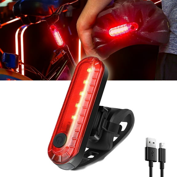 2win2buy USB Rechargeable 5 LED Bike Tail Light Cycling Safety Flashlight Bright Bicycle Rear 4 Lighting Modes Warning Lamp