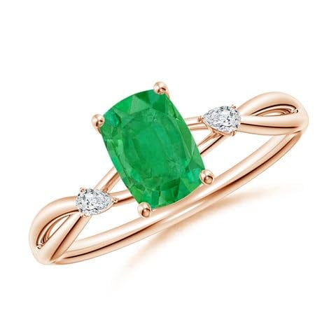 2wist Designs 18K Rose Gold Plated Solitaire Emerald Cushion Shape ...