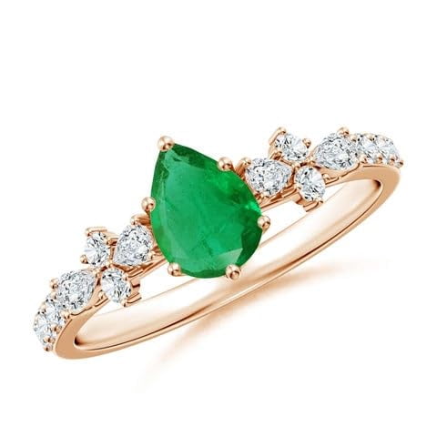 2wist Designs 18K Rose Gold Plated Solitaire Ring Pear Shape Emerald ...
