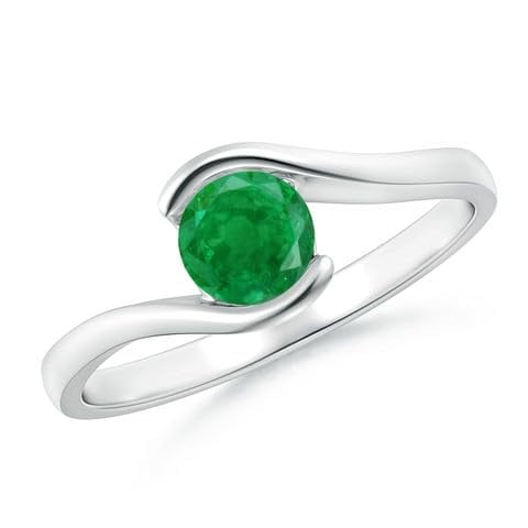 2wist Designs 925 Sterling Silver Solitaire Emerald Round Shape Tension ...