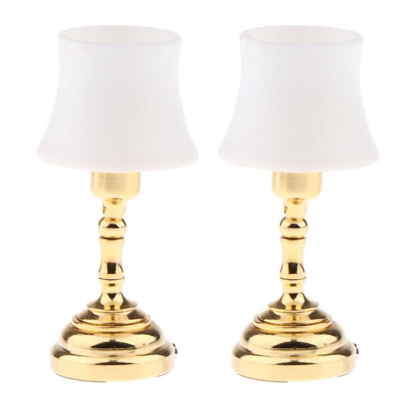 2x 1:12 Scale Dollhouse Mini Battery Operated Lights Lamp