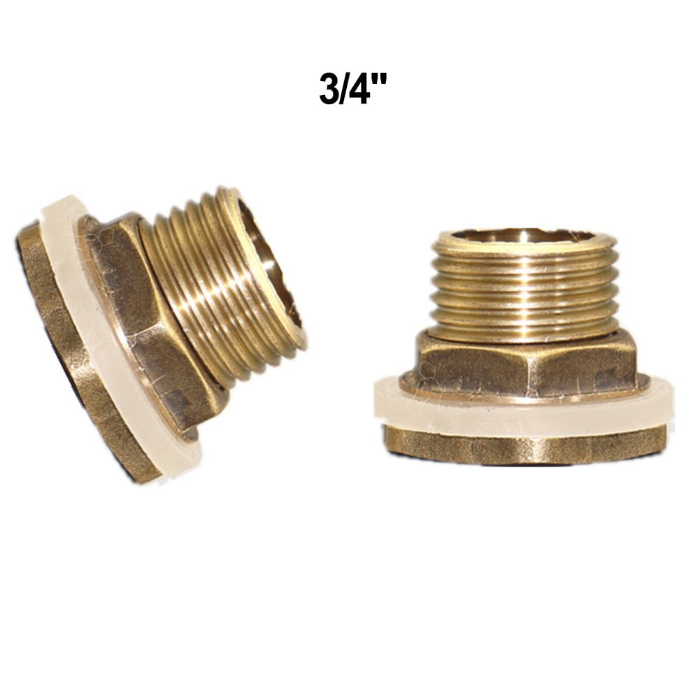 2x 1/2 or 3/4 Brass Water Tank Connector Rain Bucket Hose Adapter
