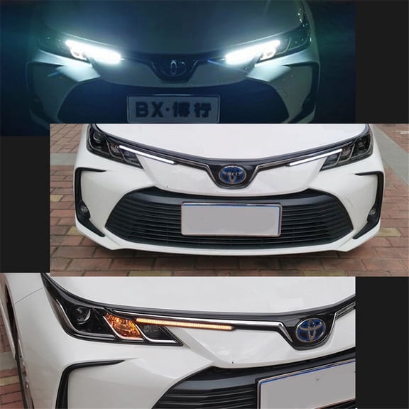 2x 10.83" Car LED Daytime Running Light White DRL Strips Yellow Flow Turn Signal