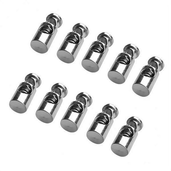 2x 10 Pieces Barrel String End - Heavy Duty Metal Gray Spring Stop Toggle Stoppers , Shock Cord, Drawstrings And