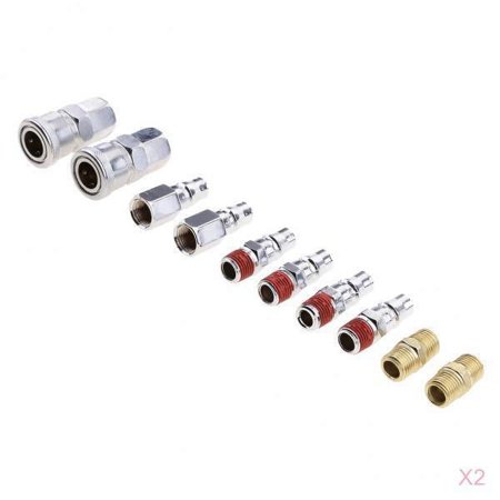 2x 10pcs Air Compressor Line Connections Connectors 1/4 Connector