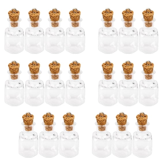 2x 10pcs Glass Cork Bottles Square Vial