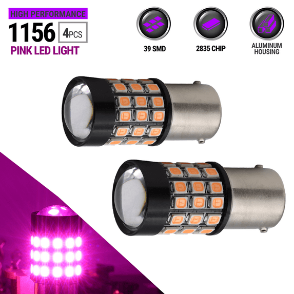 2x 1156 LED Pink Lights, 2835 LED Chips, Decoration for Big Trucks