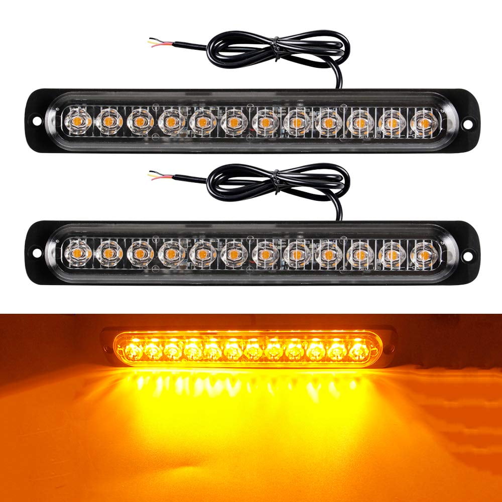 2x 12LEDS Led Strobe Car Emergency Warning Lights Strobe Warning Lights Bar Motorcycle Turn
