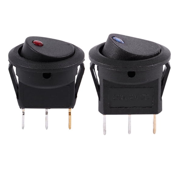 2x 12V LED Inverter Rocking Rocker Switch ROUND SPST ON- for BOAT Car Blue & Red