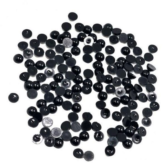 2x 150 Pieces Black Flat Back Half Round Pearl CabochonsEmbellishments for DIY Jewelry Making 8mm