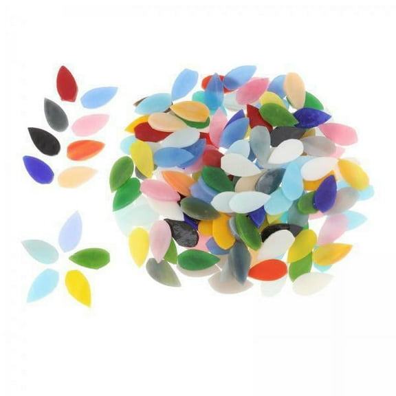 2x 150 Pieces Water Drop Shape Mosaic Tiles, Hand-Cut Stained Glass Flower Leaves Tiles for Crafts, Assorted Colors