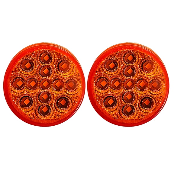 2x 2.5 Round Amber LED Clearance Side Marker Lights Kit - 13 Diodes, Flush Mount, Waterproof, 12V Sealed for Truck, Trailer, RV