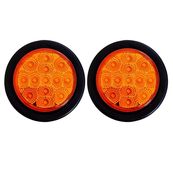2x 2.5 Round Amber Led Clearance Side Marker Lights Kit 13 Diodes Light Grommet Wire Pigtail Truck Trailer Rv Flush Mount Waterproof 12V Sealed, 2.5 Round Led Marker Lights
