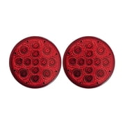 2x 2.5 Round Red LED Clearance Side Marker Lights Kit, 13 Diodes, Flush Mount Waterproof 12V Sealed for Truck Trailer RV