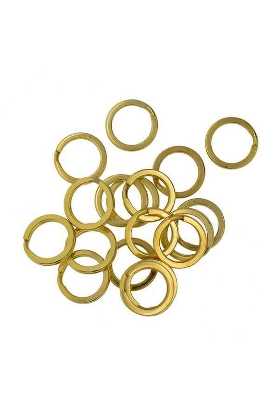 2x 20Pcs 15mm Flat Split Solid Brass Key Rings Keys bag with chain Charms Clasps LOT