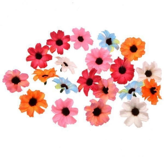 2x 20pcs Mixed Color Artificial Silk Daisy Flowers Head for Wedding Decoration