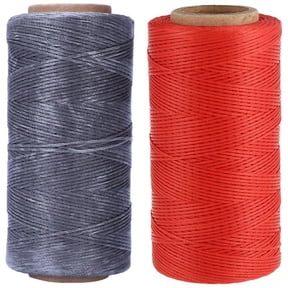 2x 260M 150D 1MM Leather Sewing Waxed Wax Thread Hand Needle Cord Craft DIY :Red & Gray