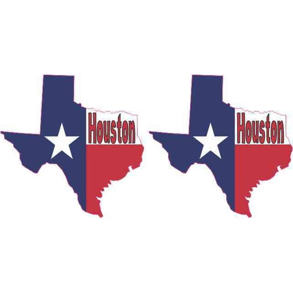 [2x] 2in x 2in Die Cut Houston Texas Stickers Vinyl Flag Car Cup
