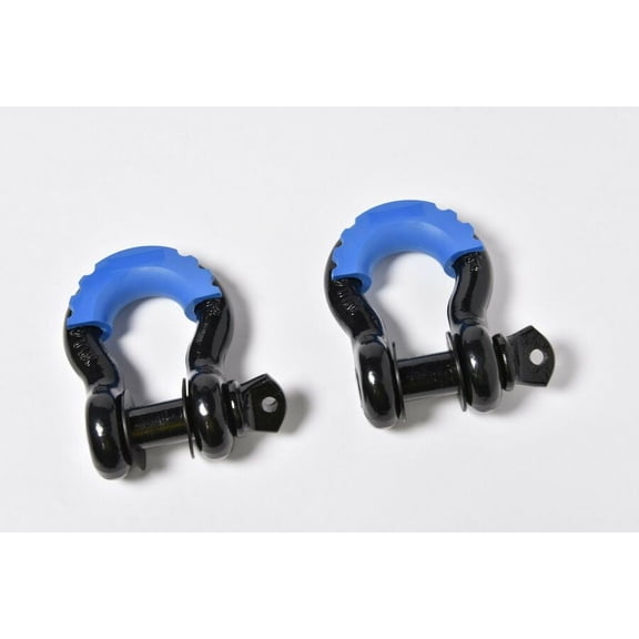 2x 3/4" Black DRing Bow Shackle 10500LB w Blue Plastic noise vibration Protector