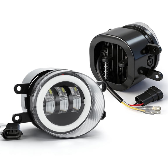 2x 3.5inch Round Bumper LED Fog Lights Projector Halo DRL White Yellow Universal