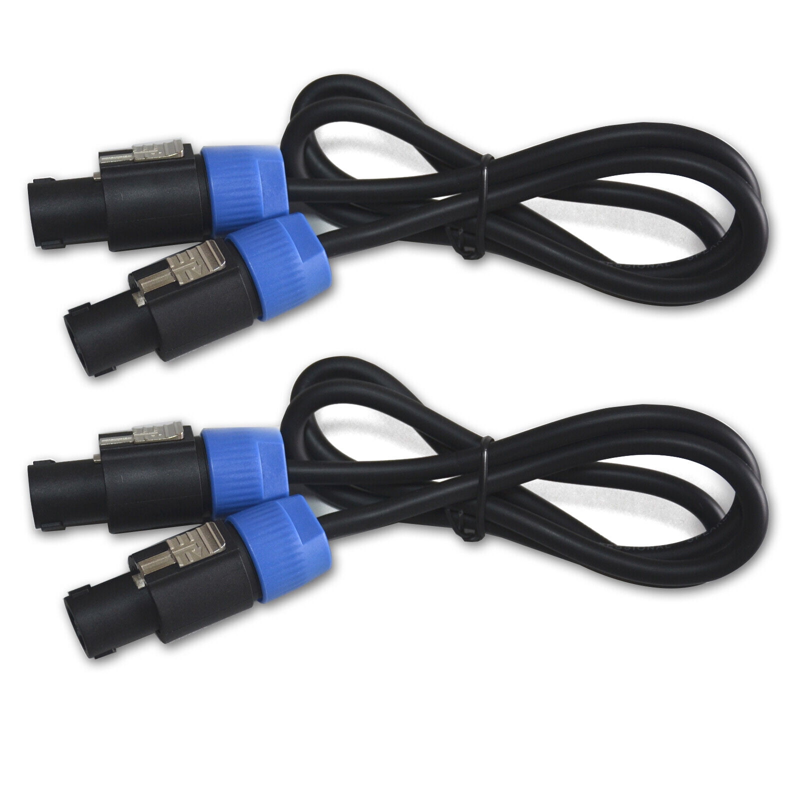2x 3 Ft Speakon to Speakon plug 15 GA Gauge Wire Pro Audio DJ Speaker Cable