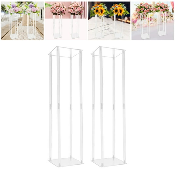 2x 31.49" Tall Decorative Vase Column Acrylic Flower Stand Display for Wedding Party Decor